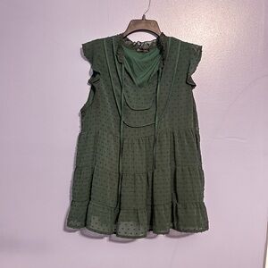 Green Sleeveless Flowy Top XL Beautiful EUC